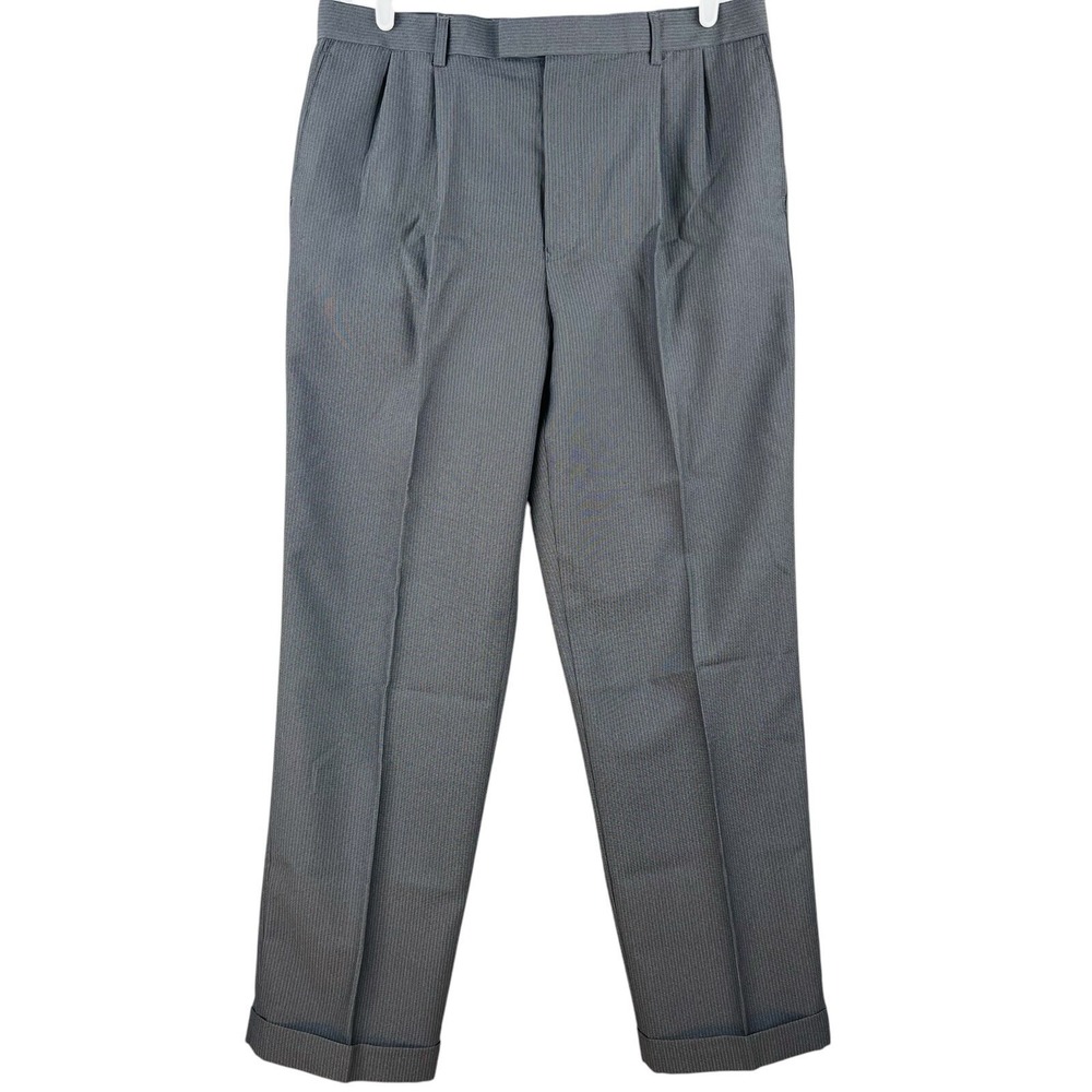 Michael Brandon Men's Charcoal Dress Pants 38x32 Pleated Front Rolled Cuff Hem